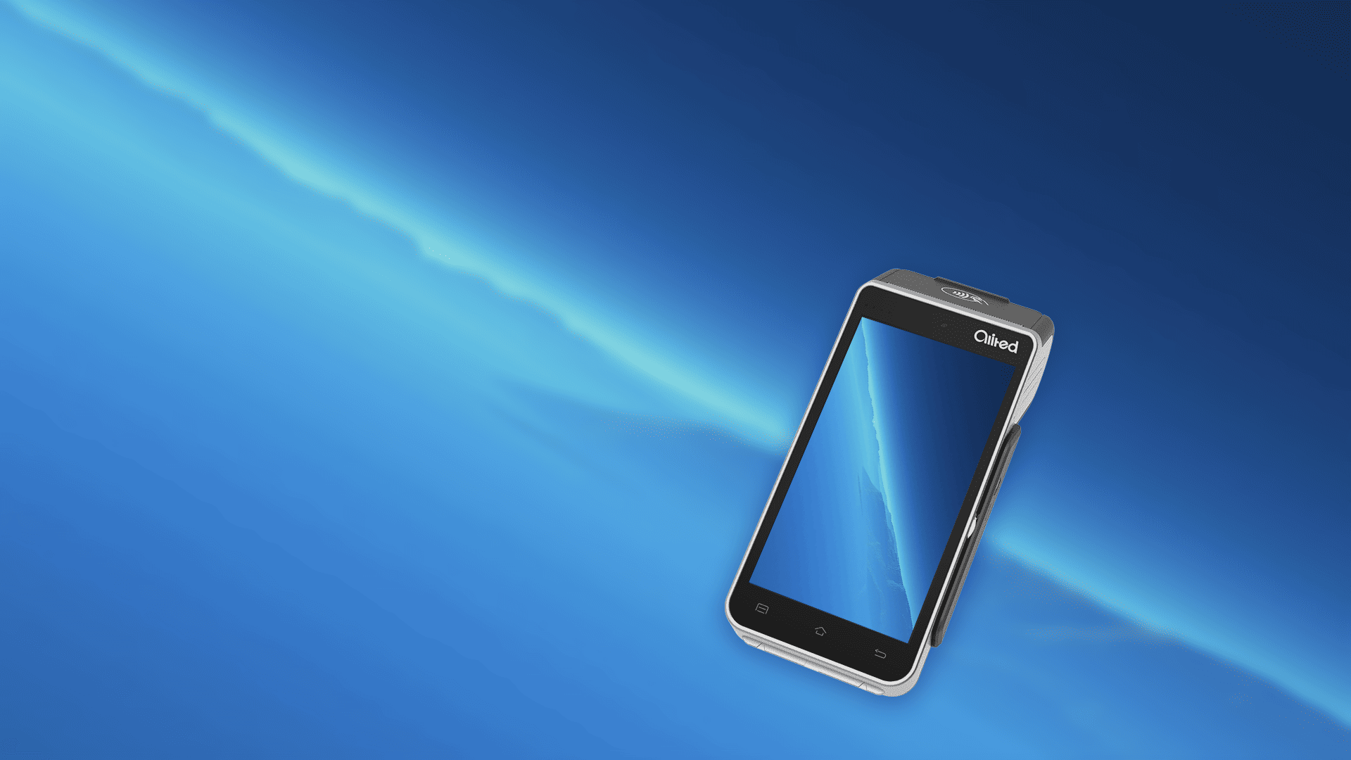 SP580智能POS终端 - 整机外观效果图,5.5英寸TFT电容触摸屏